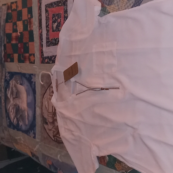 Bundle of NWT White Blouse & Express Turquoise Midi Skirt with Scalloped Hemline - Picture 5 of 16